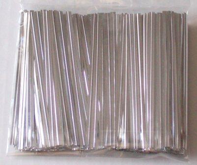 SILVER METALLIC 4 Inch Twistie Bag Ties (Qty 1000)